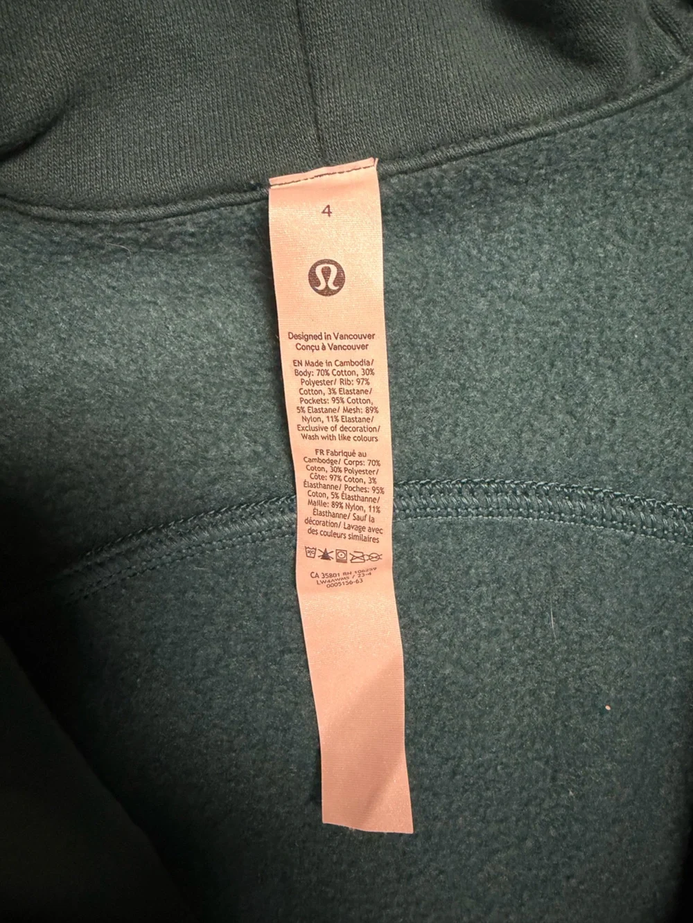 lululemon athletica teal fleece hoodie